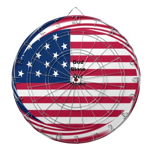 USA flag with God Bless our Home text art design  Dart Board