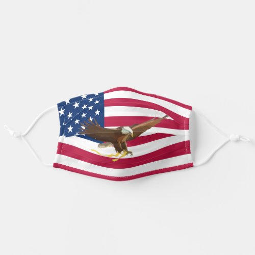 USA Flag with Hand Painted Bald Eagle Patriotic Adult Cloth Face Mask