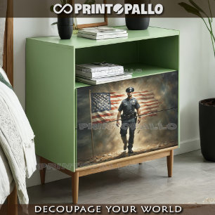 USA flag with Police agent protect you  Tissue Paper