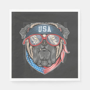 USA Flag with Pug Napkins