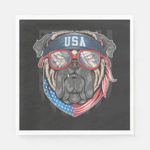 USA Flag with Pug Napkins