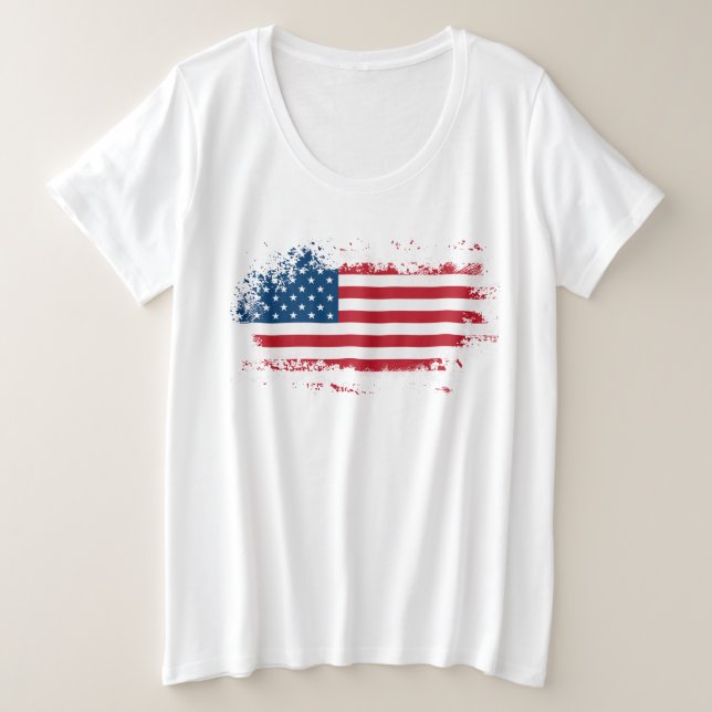 USA Flag Women’s Plus-Size Basic T-Shirt (Design Front)