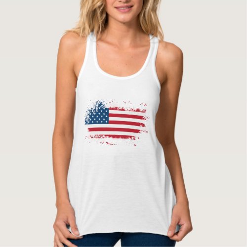 USA Flag Womenâs Plus_Size Basic T_Shirt Tank Top