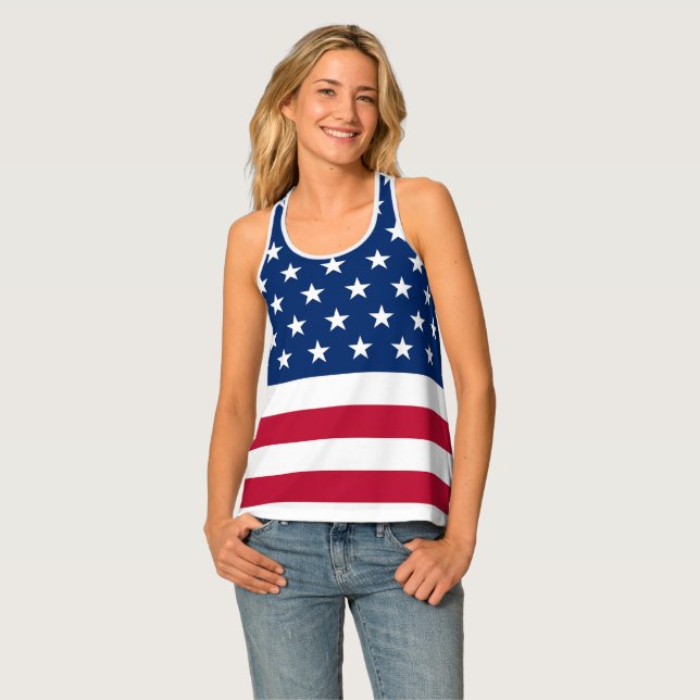 Usa Flag Women's Racerback Tank Top (Front Full)