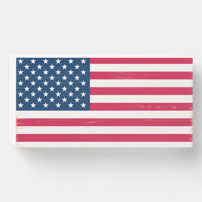 USA Flag Wooden Box Sign (Front Horizontal)