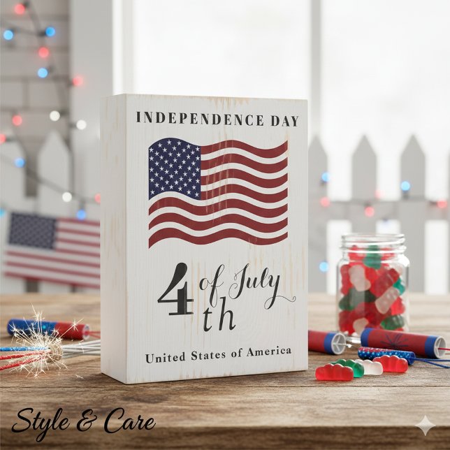 USA Flag Wooden Box Sign for Independence Day Prid (USA Flag Wooden Box Sign for Independence Day Pride)