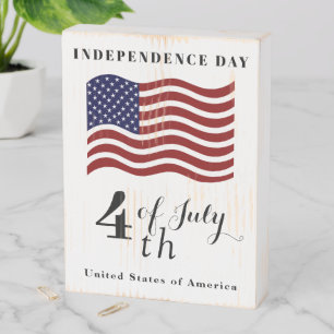 USA Flag Wooden Box Sign for Independence Day Prid