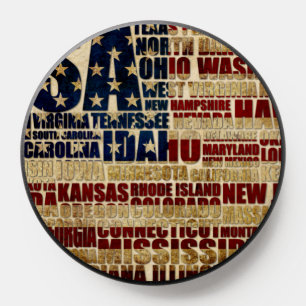 USA Flag Word Cloud All 50 States Art PopSocket
