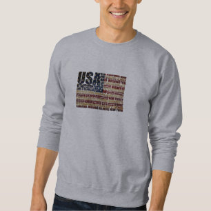 USA Flag Word Cloud All 50 States Art Sweatshirt