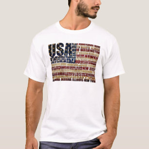 USA Flag Word Cloud All 50 States Art T-Shirt