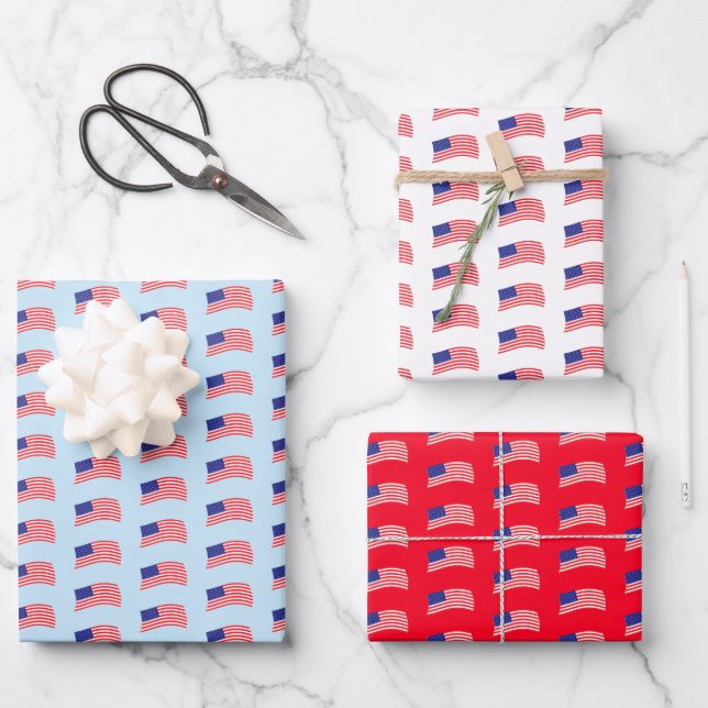 USA Flag Wrapping Paper Sheets (Front)