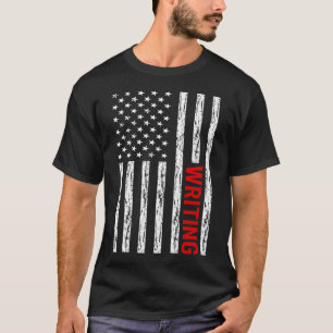 USA Flag Writing Writer T-Shirt