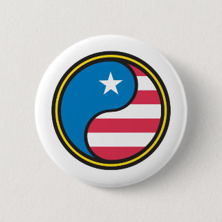 USA Flag Yin Yang Pinback Button