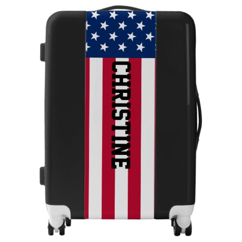 USA flag  your name personalized Luggage