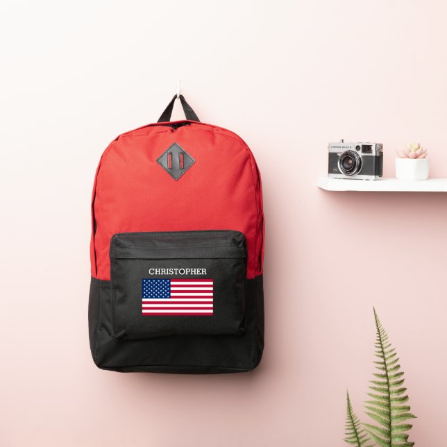 USA flag & Your Name Port Authority® Backpack (Insitu)