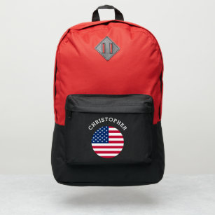 USA flag & Your Name Round Shape Custom text Port Authority® Backpack