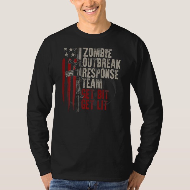 Usa Flag Zombie Outbreak Response Team Get Bit On  T-Shirt (Front)