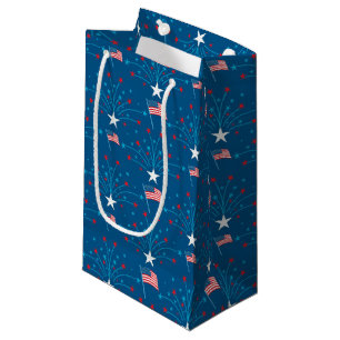 USA Flags and Fireworks Small Gift Bag