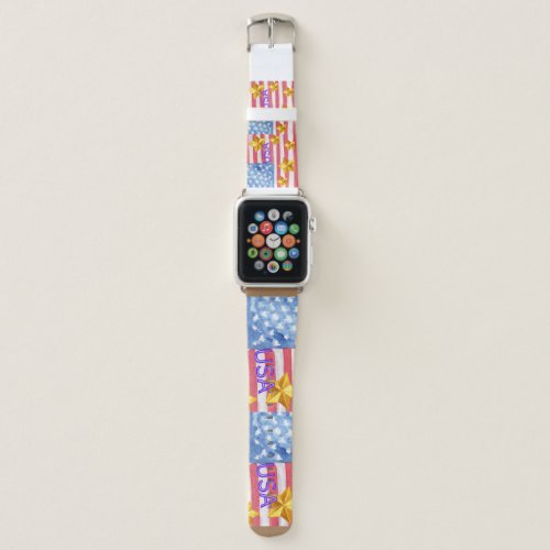 USA Flags and Stars right to vote 4th July  Apple Watch Band