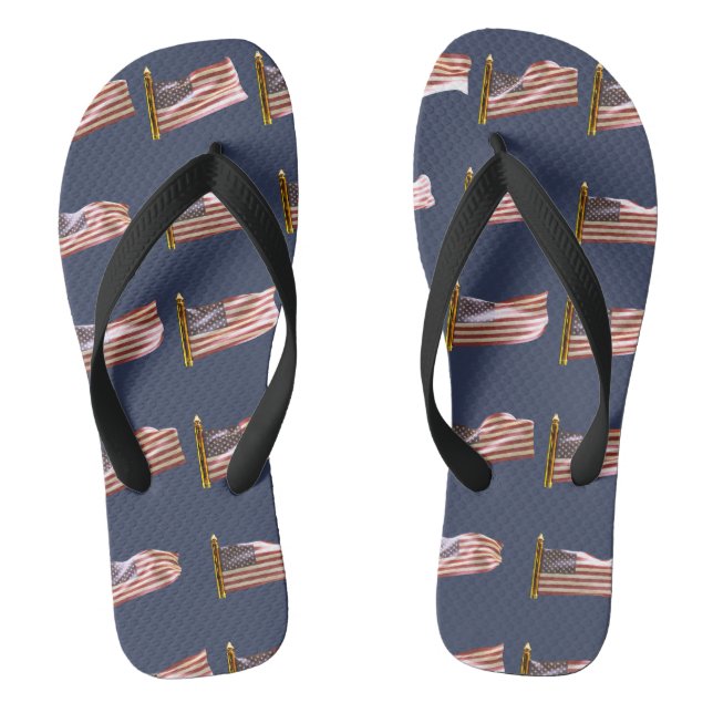 USA Flags Flying Flip Flops (Footbed)