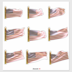 USA Flags Flying Sticker