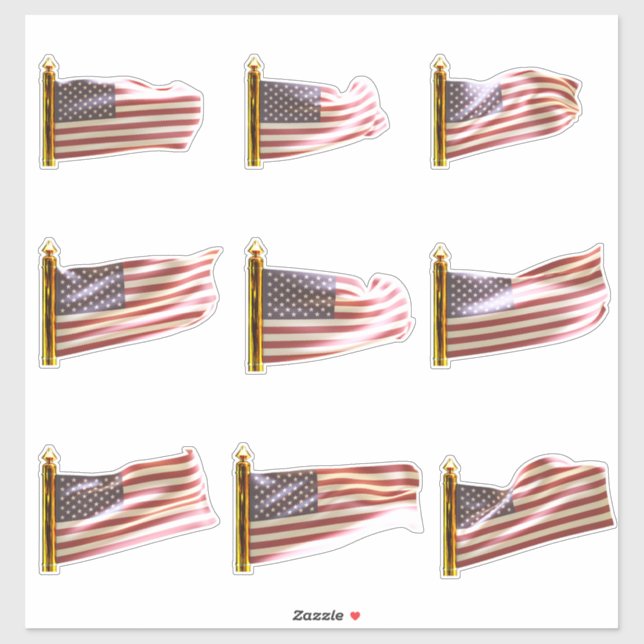 USA Flags Flying Sticker (Sheet)