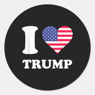 Usa Flags Heart I Love Trump Classic Round Sticker