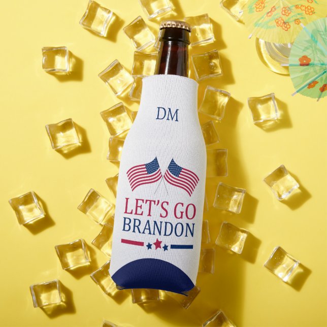 USA Flags Let's Go Brandon Monogram Bottle Cooler (In Situ Summer)