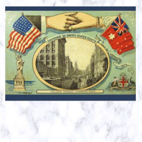 USA Fleets Visit Australia 1908 Postcard