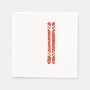 USA Flog Ski Skier Skiing Winter Sports Mountains Napkins