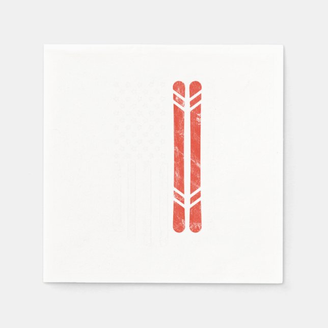 USA Flog Ski Skier Skiing Winter Sports Mountains  Napkins (Front)