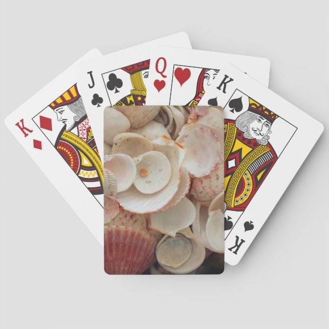 USA, Florida. Close Up Of Shells On Santa Rosa Poker Cards (Back)