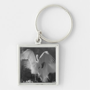 USA, Florida, Great Egret (Ardea alba) infrared 3 Keychain