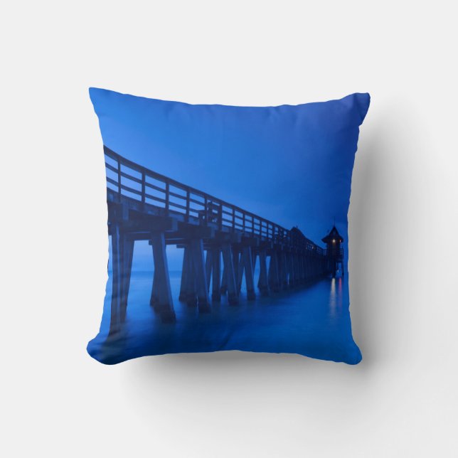 USA, Florida, Gulf Coast, Naples, Naples Pier Throw Pillow (Front)