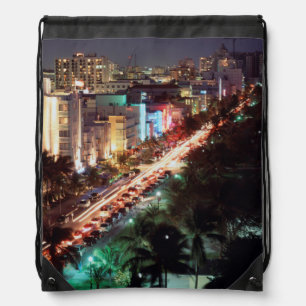USA, Florida, Miami Beach, Ocean Drive, Art Deco 2 Drawstring Bag