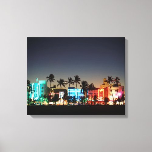 USA Florida Miami Beach Ocean Drive Art Deco Canvas Print