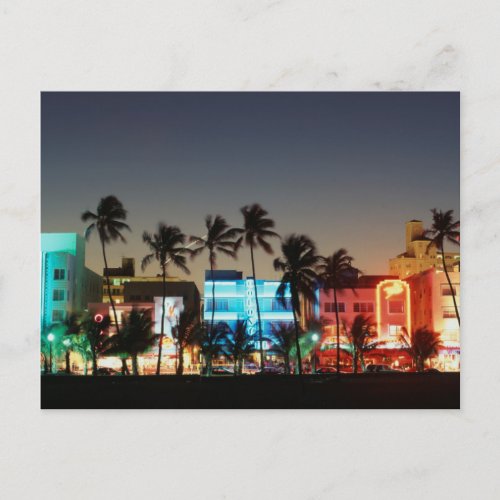 USA Florida Miami Beach Ocean Drive Art Deco Postcard
