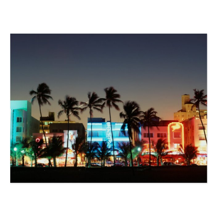 Usa Florida Miami Beach Ocean Drive Art Deco Postcard Zazzle Com