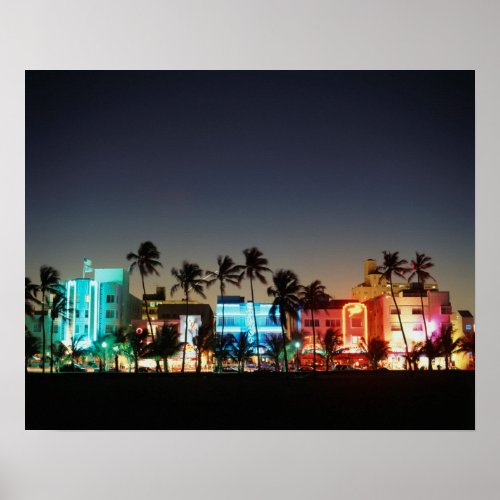 USA Florida Miami Beach Ocean Drive Art Deco Poster