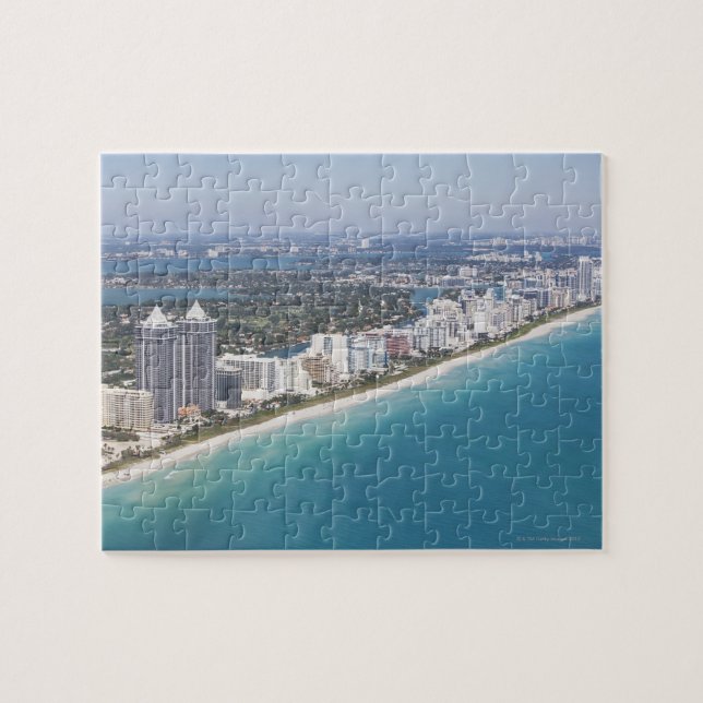 USA, Florida, Miami, Cityscape with beach Jigsaw Puzzle (Horizontal)