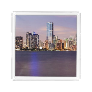 USA, Florida, Miami skyline at dusk 2 Acrylic Tray