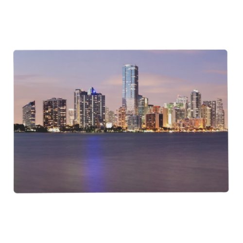 USA Florida Miami skyline at dusk 2 Placemat