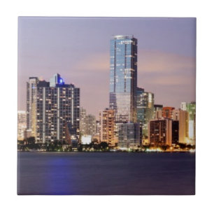 USA, Florida, Miami skyline at dusk 2 Tile