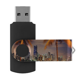 USA, Florida, Miami skyline at dusk Flash Drive