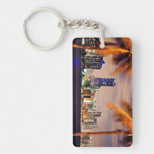USA, Florida, Miami skyline at dusk Keychain