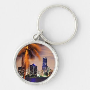 USA, Florida, Miami skyline at dusk Keychain