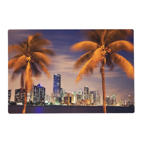 USA Florida Miami skyline at dusk Placemat