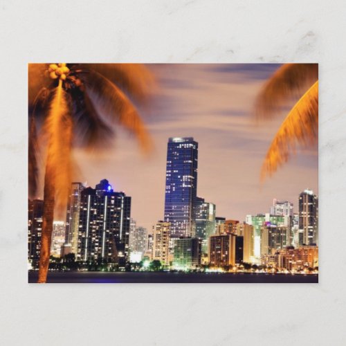 USA Florida Miami skyline at dusk Postcard