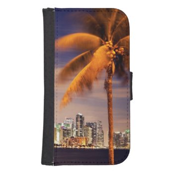 Usa  Florida  Miami Skyline At Dusk Samsung S4 Wallet Case by iconicmiami at Zazzle