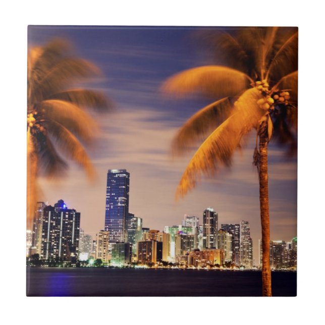 USA, Florida, Miami skyline at dusk Tile (Front)
